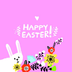 Happy Easter! Vector illustration. Delicate pastel colors. Perfect for postcards, posters, Easter holiday decoration design.
