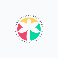 Minimalist colorful palm tree vector illustration logo design. Beach t-shirt design