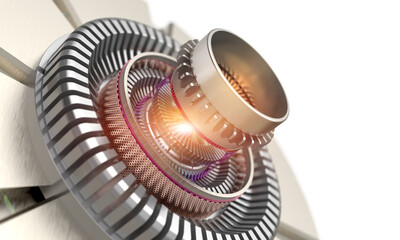 Gear mechanical automotive part of a laser turbine close up 3D concept design