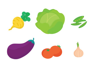 Vegetables set. Isometric vector illustration in flat design.