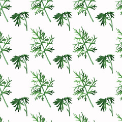 Naklejka na ściany i meble Seamless leaves watercolor pattern.Pulsatina patens leaves.For wrappers,wallpapers,postcards,greating cards,wedding invintation.