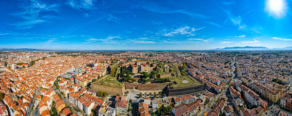 Aerial view of the city of Perpignan in France