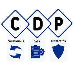 CDP - Continuous Data Protection acronym. business concept background.  vector illustration concept with keywords and icons. lettering illustration with icons for web banner, flyer, landing page