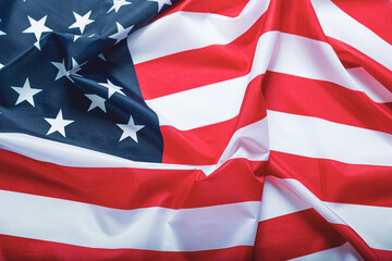 Fototapeta premium United States of America flag. Image of the american flag flying in the wind.