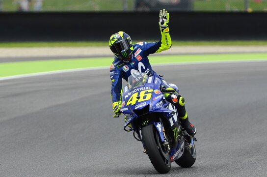 MUGELLO - ITALY, 2 JUNE: Italian Yamaha Movistar Team rider Valentino Rossi at 2018 GP of Italy of MotoGP on June, 2018. Italy