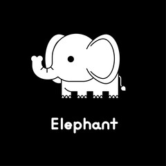 Outlined cute cartoon elephant. Vector illustration.