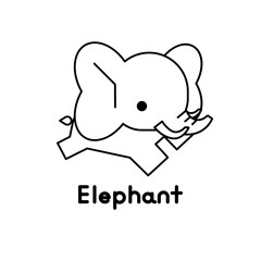 Outlined cute cartoon elephant. Vector illustration.