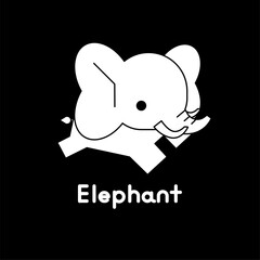 Outlined cute cartoon elephant. Vector illustration.