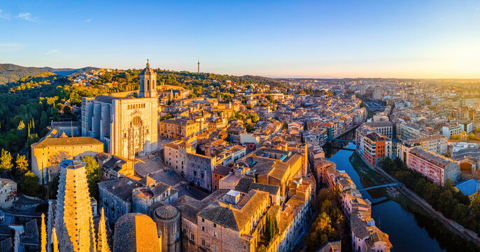 Aerial view of Girona, a city in Spain&rsquo;s northeastern Catalonia region