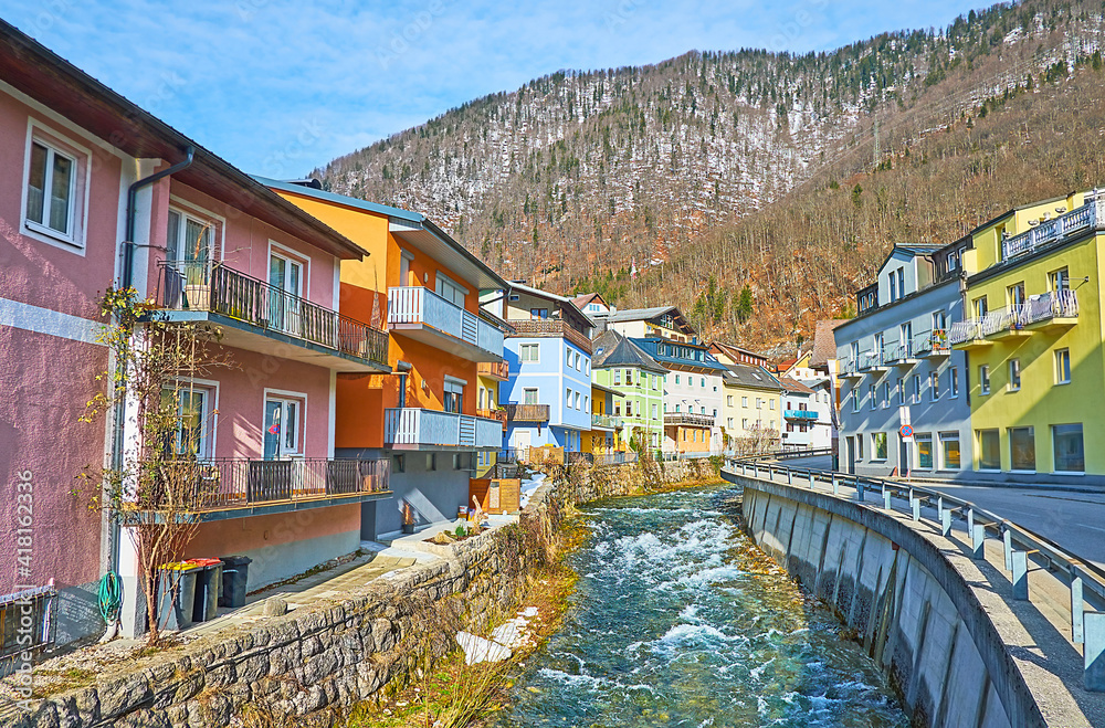 Canvas Prints Riverside walk in Ebensee, Salzkammergut, Austria