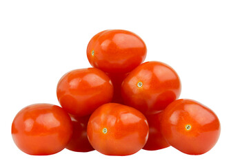 Rangée de tomates disposées en forme de triangle. Tas de tomates fraîches
