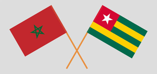 Crossed flags of Morocco and Togo. Official colors. Correct proportion