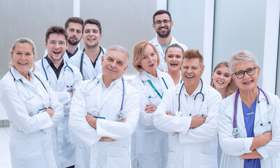 close up. large group of doctors standing together.