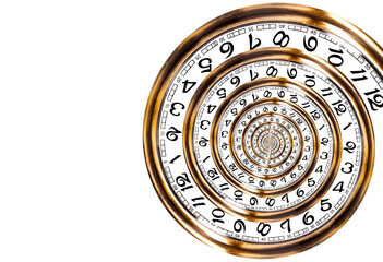 Swirled watch face of a vintage pocket watch. Droste effect.