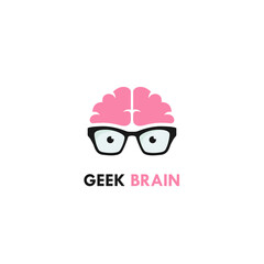 Geek Brain Logo Symbol Design Template Flat Style Vector