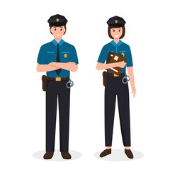 Police officers man and woman in uniform