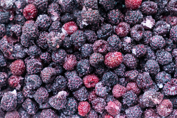 Frozen raspberries and blackberries