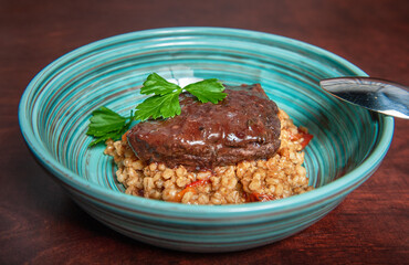 Traditional veal cheeks with pearl barley