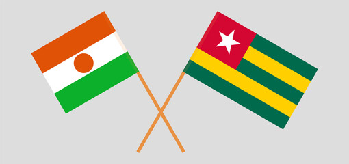 Crossed flags of Niger and Togo. Official colors. Correct proportion