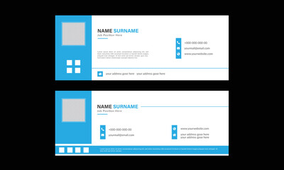 Corporate email signature template. Set of cyan and white color official email signature design