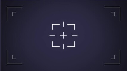 Animation of a rectangular white scope and central crosshair pulsating on a black background