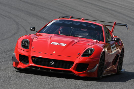Scarperia, Mugello - 28 August 2020: Ferrari 599 XX-EVO in action at the Mugello Circuit during Ferrari Racing Days in italy.
