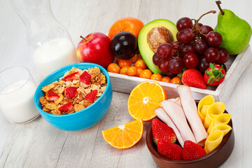 Breakfast muesli with fruits