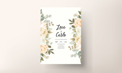 Elegant wedding invitation card with floral ornaments