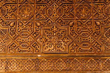Wall of an ancient building wall with ornamental design in Spain