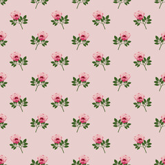 Bright roses on a pink background, seamless pattern