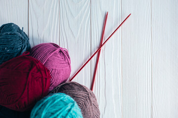 Some colored wool balls on the table