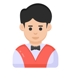 
A worker in casino, croupier flat icon

