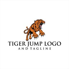 Tiger. Vector illustration of a big tiger jumping.