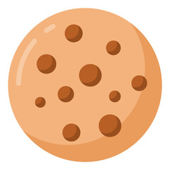 
A chocolate chips cookie in flat icon

