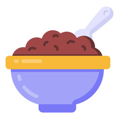 
Flat icon denoting beans bowl in editable design

