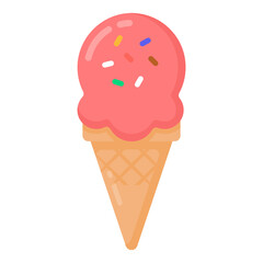 
An ice cream cone flat icon, a yummy dessert

