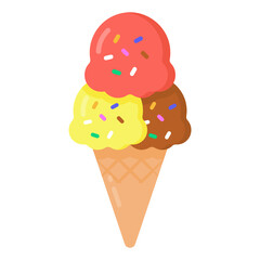 
An ice cream cone flat icon, a yummy dessert

