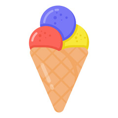 
An ice cream cone flat icon, a yummy dessert

