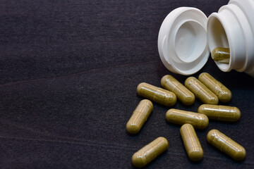 Original image of health drugs on dark background