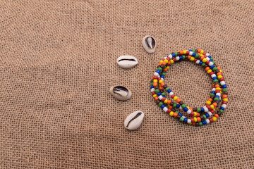 Photograph of the representative necklace of the Orisha Osain and snails