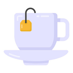 Obraz premium Teabag with cup and steam, teacup icon in flat design