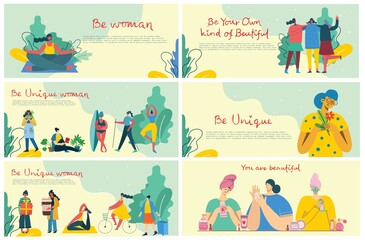 Fototapeta premium International women's day.Diverse international and interracial group of standing women. For girls power concept, feminine and feminism ideas. Vector illustration.
