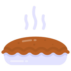 
Hot pie fin flat style icon, bakery item 

