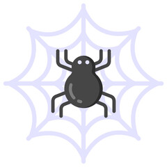 
A trendy vector of spider web style, spooky cobweb having spider on it 

