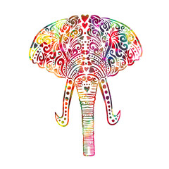 Obraz premium The elephant's head is multi-colored. Vector illustration