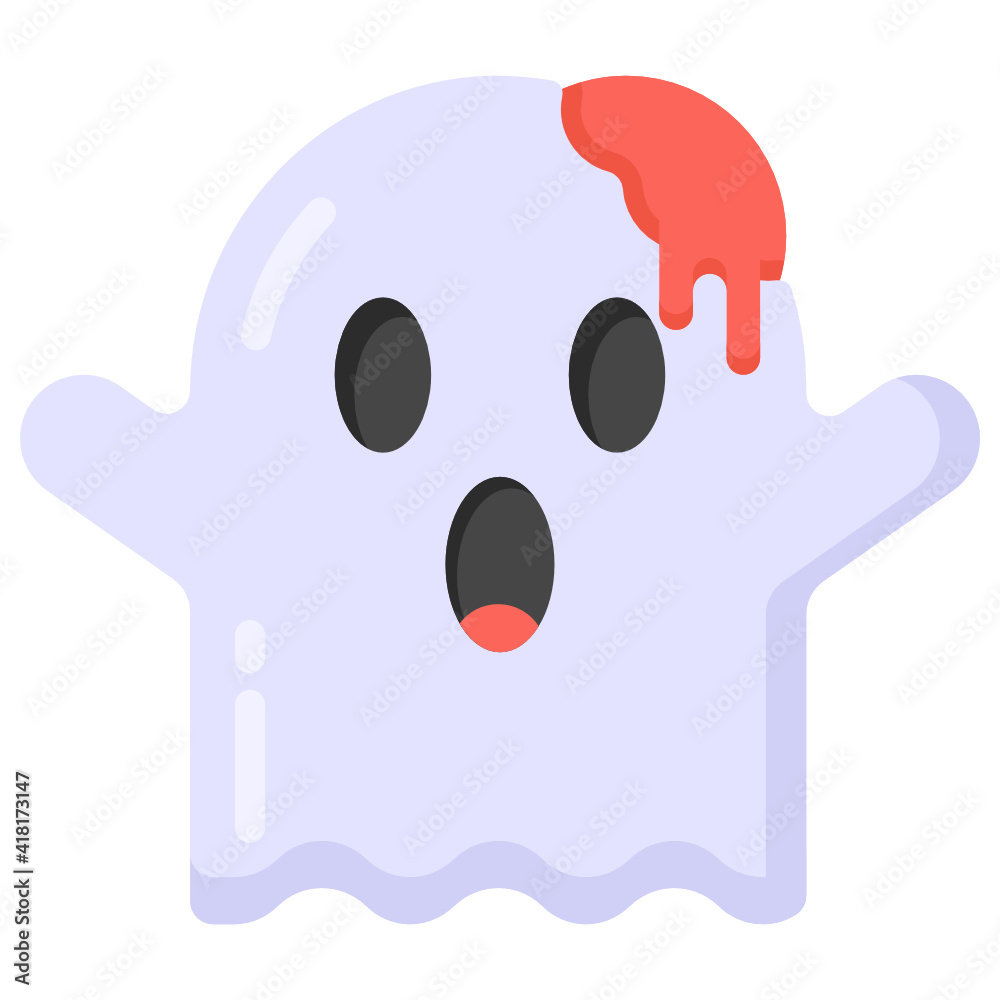 Sticker 
A ghost skull icon in flat style

