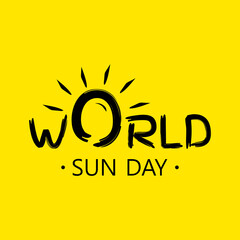  Letter World Sun Day on the yellow background