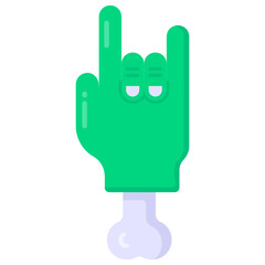 
A rock hand with bone denoting halloween hand in flat icon

