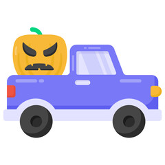 
Editable flat vector of pumpkin truck

