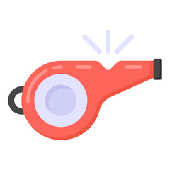 
Whistle icon of flat style, referee whistle 

